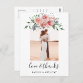 ブッシュピンクの花の結婚式の写真 愛と感謝 ポストカード (正面/裏面)