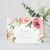ブッシュピンクの花の結婚式の受付カード 招待状 (スタンド正面)