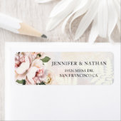 ブッシュピンクの花の結婚式の返送先住所ラベル ラベル (インサイチュ)