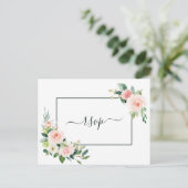 ブッシュピンクの花の結婚式出欠確認カード インビテーションポストカード (スタンド正面)