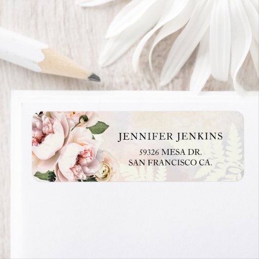 ブッシュピンクの花の結婚式前パーティー ラベル (インサイチュ)