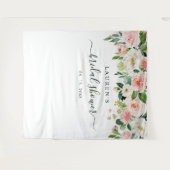 ブッシュピンクの花の結婚式前祝いバックドロップ タペストリー (正面(横))