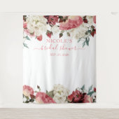 ブッシュピンクの花の結婚式前祝賀会の背景 タペストリー (正面)