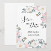 ブッシュピンクの花の結婚式 セーブザデート (正面/裏面)