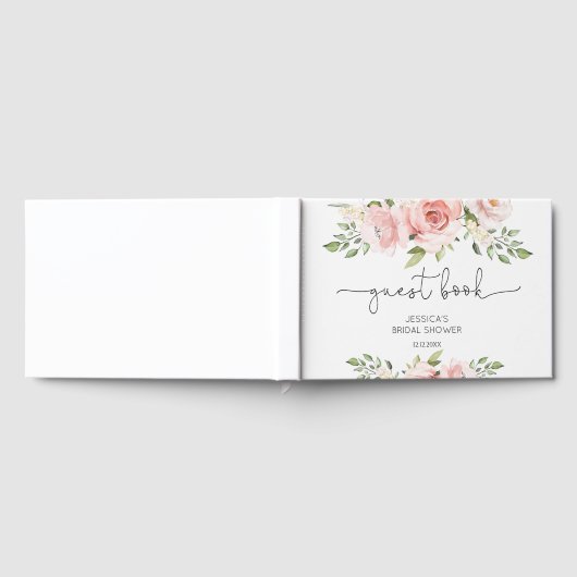 ブッシュピンクの花をあしらったウエディングシャワーのためのゲストブック ゲストブック (全面)
