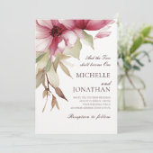 ブッシュピンクの花モチーフのクリスチャン聖書の一節 ウェディング 招待状 (スタンド正面)