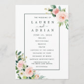 ブッシュピンクの花咲くウェディングプログラム プログラム (正面)