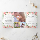 ブッシュピンクの花園フォトコラージュウェディング 三つ折り招待状 (内部)