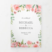 ブッシュピンクの花園フォトコラージュウェディング 三つ折り招待状 (カバー)