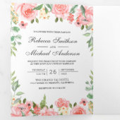 ブッシュピンクの花園フォトコラージュウェディング 三つ折り招待状 (内部最初)