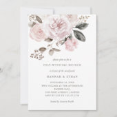 ブッシュピンクの花束 | 水彩画 ポストウェディングのブランチ 招待状 (正面)
