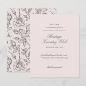 ブッシュピンクの花柄の受付と結婚式のウェブサイト エンクロージャーカード (正面/裏面)