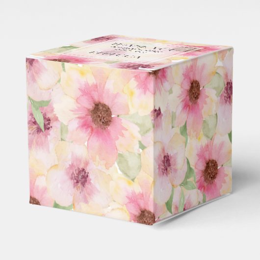 ブッシュピンクの花柄の感謝を表す フェイバーボックス (正面サイド)