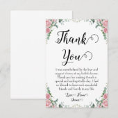ブッシュピンクの花柄の結婚式前祝賀会の感謝カード サンキューカード (正面/裏面)