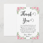 ブッシュピンクの花柄の結婚式前祝賀会の感謝カード サンキューカード (正面/裏面)