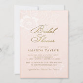 ブッシュピンクの花柄レース  ブライダルシャワー 招待状 (正面)