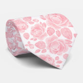 ブッシュピンクの花柄ローズパターン ネクタイ (ロール)