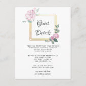 ブッシュピンクの花柄幾何学模様の結婚式ゲスト詳細 エンクロージャーカード (正面)