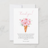 ブッシュピンクの花柄 アイスクリーム ブライダルシャワー サンキューカード (正面)