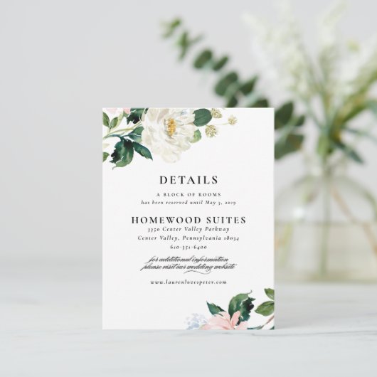 ブッシュピンクの花柄 ウェディングゲストインフォメーションカード 招待状 (スタンド正面)