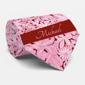 ブッシュピンクの花柄 ネクタイ (ロール)