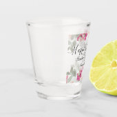 ブッシュピンクの花柄 ハッピーエバーアフター ウェディング ショットグラス (左)