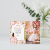 ブッシュピンクの花柄 フォト キンセアニエラ 感謝 ポストカード (スタンド正面)