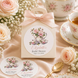 ブッシュピンクの花柄 ブライダルシャワーのお favors 用ステッカー ラウンドシール