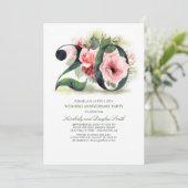 ブッシュピンクの花 20周年結婚記念日 招待状 (スタンド正面)