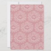 ブッシュピンクの葉のモノグラムアート結婚式の披露宴 招待状 (裏面)