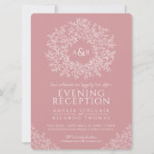 ブッシュピンクの葉のモノグラム結婚式の披露宴の写真 招待状 (正面)