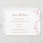 ブッシュピンクの葉 秋 保存日 結婚式 招待状 (正面)