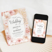 ブッシュピンクの蘭と芍薬の結婚式 招待状