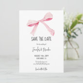 ブッシュピンクの蝶ネクタイでSave the Dateの写真 招待状 (スタンド正面)