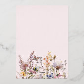 ブッシュピンクの野の花の水彩画ブライダルシャワー 箔招待状 (裏面)