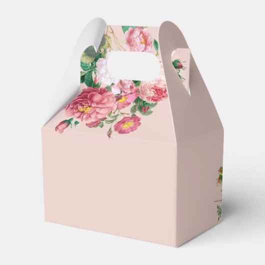 ブッシュピンクの香水ボトル 花のウェディングシャワー フェイバーボックス (裏面サイド)