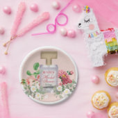 ブッシュピンクの香水ボトル 花のウェディングシャワー ペーパープレート (パーティー)