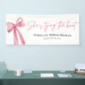 ブッシュピンクの bow 彼女は結婚する ブライダルシャワー 横断幕 (トレードショー)