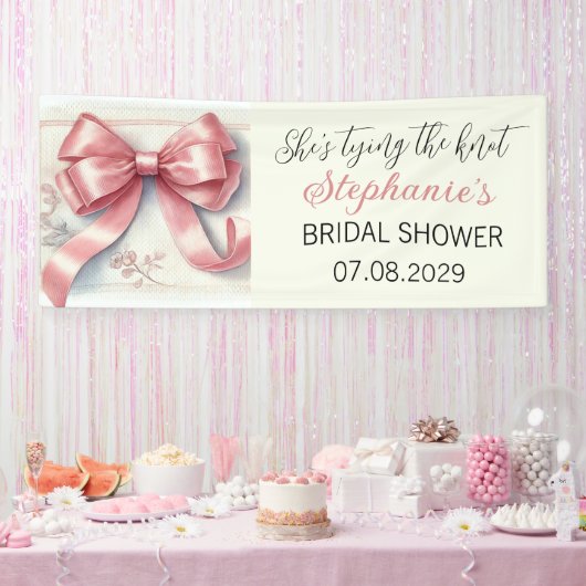 ブッシュピンクの bow 彼女は結婚する ブライダルシャワー 横断幕 (パーティー)