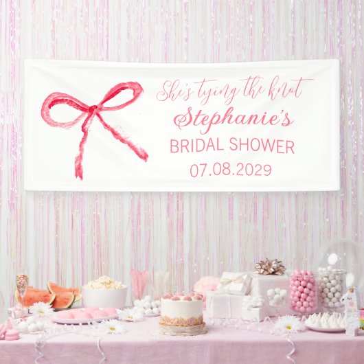 ブッシュピンクの bow 彼女は結婚する ブライダルシャワー 横断幕 (パーティー)