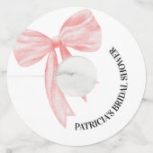 ブッシュピンクのbow 彼女は結婚する ブライダルシャワー ワイングラスタグ (裏面)