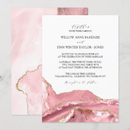 ブッシュピンクアゲートモダンウェディング 招待状