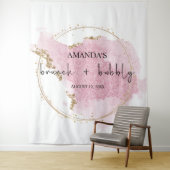 ブッシュピンクゴールドのブランチとバブルリースナップ写真背景 タペストリー (インサイチュ)