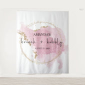 ブッシュピンクゴールドのブランチとバブルリースナップ写真背景 タペストリー (正面)