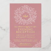 ブッシュピンクゴールドのモノグラム結婚式の披露宴の写真 箔招待状 (正面)