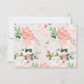 ブッシュピンクゴールドウォーターカラーフローラル受付カード 招待状 (裏面)