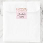 ブッシュピンクゴールドグリッターコンフェッティ卒業お祝い スクエアシール (バッグ)