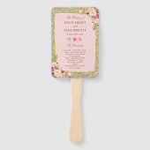 ブッシュピンクゴールドグリッターズ フローラル ウェディングプログラム ハンドファン (正面)