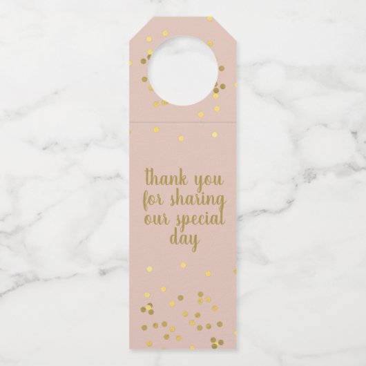 ブッシュピンクゴールドコンフェッティ ブライダルシャワー ボトルタグ (裏面)