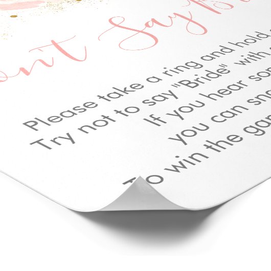 ブッシュピンクゴールドフラワーのドントセイブライドゲーム ポスター (角)